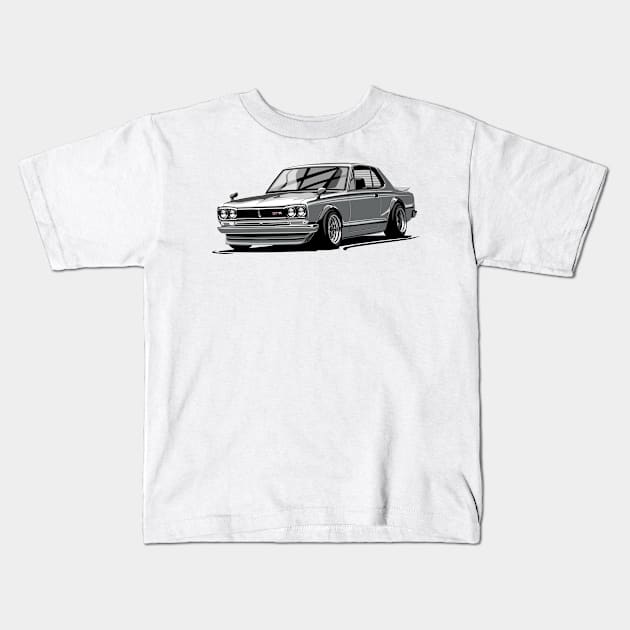 Hakosuka gtr jdm vector art Kids T-Shirt by ASAKDESIGNS